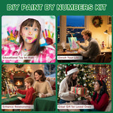 4 Pack Paint by Numbers Kit for Adults - Wooden Easel, Christmas Paint by Numbers with Frame, Christmas Adult Painting by Number Kits on Canvas, Easy Oil Painting Arts Gift Wall Decor 8x12inch cviokrdu