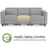 MCombo Zero Wall Recliner Sofa, Power Reclining Sofa, Wall Hugger Power Recliner Sofa with Adjustable Headrest, USB & Type C Ports, for Living Room, Fabric, HL198M3 (Grey, 3-Seater) MCombo