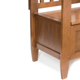 SIMPLIHOME Brooklyn Entryway Storage Bench - 48 inch Wide Solid Wood Storage Seat in Medium Saddle Brown, Contemporary Bench for Entryway or Living Room with Lift-Up Lid and Slatted Backrest SIMPLIHOME