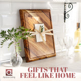 Contour Wood Cutting Board - Large Acacia Butcher Block Chopping Board for Kitchen w/Stand, Sustainable Wood, Juice Groove - Doubles as 4 Compartment Apace Living