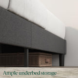 ZINUS Curtis Upholstered Platform Bed Frame, Mattress Foundation, Wood Slat Support, No Box Spring Needed, Eco Friendly WonderBox (TM) Packaging, Dark Grey, Full ZINUS