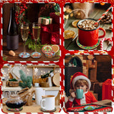 8 Pack Christmas Diamond Art Coasters Kit - Christmas Diamond Painting Coasters Kit Set with Holder Cork Pads, Diamond Art Kits for Adults Coaster, Gift for Handmade Lovers Non-Slip 3.9inch ajepon