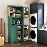 HLR 72" Kitchen Pantry Storage Cabinet, Freestanding Larder Cupboard, Kitchen Hutch Cabinet with Microwave Stand,Utility Pantry with Doors and Shelves for Dining Room, Living Room, Laundry HLR