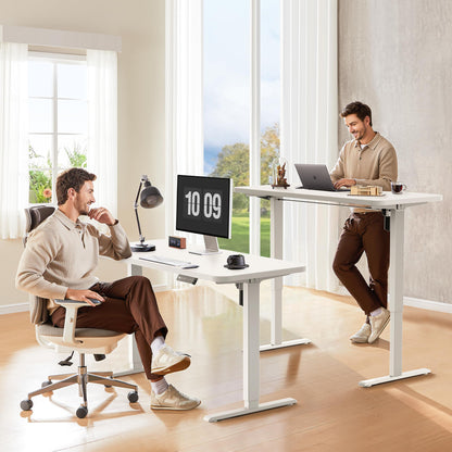 WALKINGDESK 48x24 Inches Whole Piece Electric Standing Desk, Seamless One Piece Height Adjustable Stand up Desk for Home Office, Ergonomic Sit to Stand Desk, Computer Workstation, White