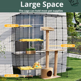 Oneluck Large Outdoor Cat House Catio Enclosure, DIY Cage Kennels Crate Spacious Exercise Place Ideal for 1-6 Cats, 55.1" L x 28.7" W x 69.8" H Balcony Playpen with 16 Platforms Super Large Door Oneluck