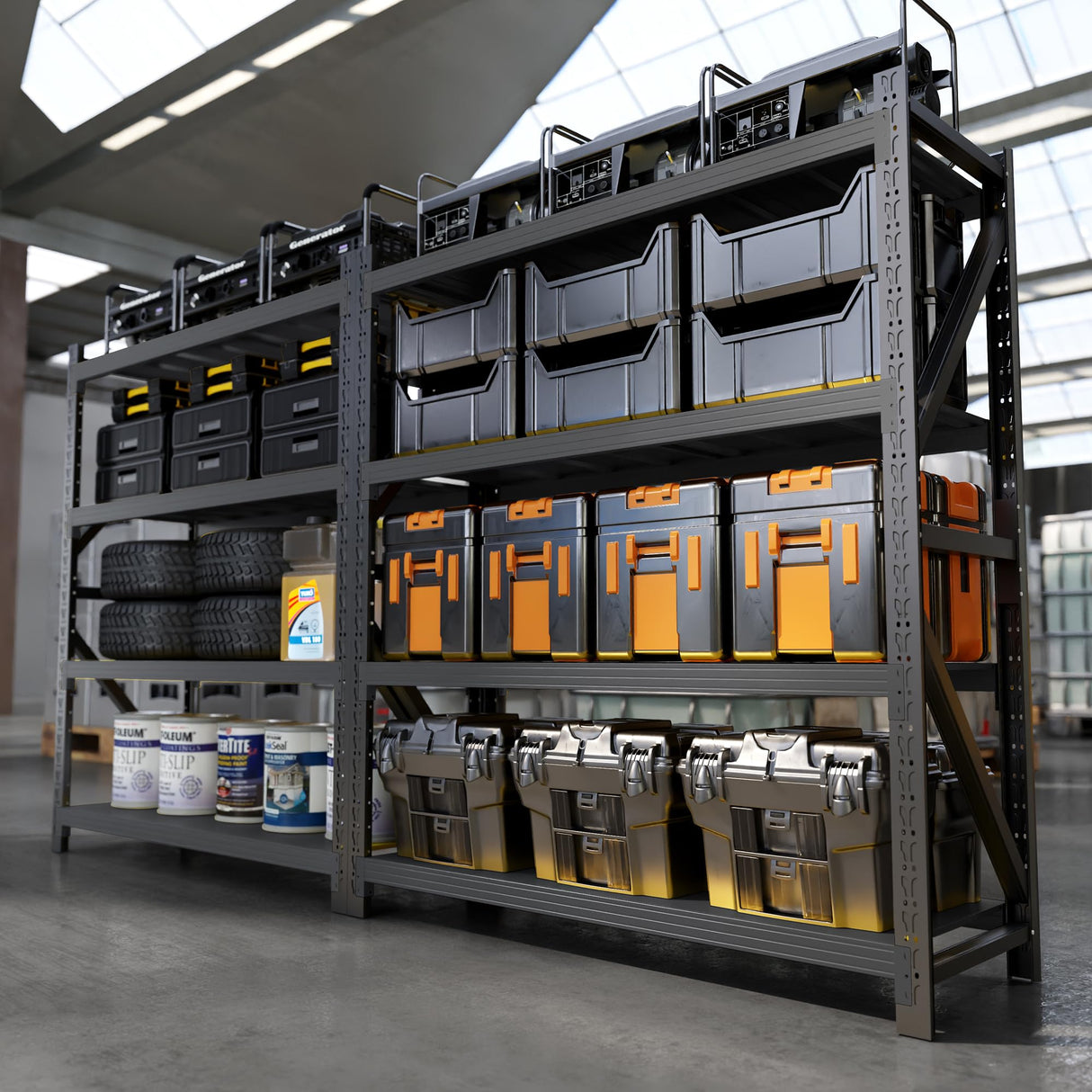 InaryLof Metal Garage Shelving,4000 LBS Garage Shelving Unit and Storage，Adjustable 4-Tier Heavy Duty Shelving，Garage Storage Shelves for Shop,Basement,Garage (Black, 23.6" D*59.1" W*78.7" H) InaryLof