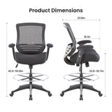 BOLISS Ergonomic Mesh Computer Office Drafting Chair with Super Soft Adjustable Arms Molded Foam Seat Cushion and Lumbar Support-Black BOLISS