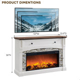 OKD 52" Farmhouse Electric Fireplace with Mantel, Tall Fireplace TV Stand w/Sime-Open Cubby, 36" Freestanding Electric Fireplace Heater,Remote Control, Adjustable 3D Realistic Flame OKD