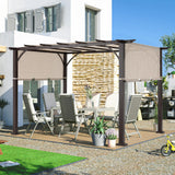 MASTERCANOPY 10' X 12' Outdoor Retractable Pergola with Adjustable Roof, Metal Patio Pergola for Backyard, Garden and Deck,Griege MASTERCANOPY