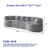 KEIKI 106.3" Curved Sectional Sofa, Oversized Cloud Couch with 6 Pillows, Deep Seat Sofa for Living Room, Guest, Bedroom, No Assembly Required, Light Khaki KEIKI