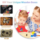 DAJAVE Unfinished Wooden Box, Wooden Storage Box with Hinged Lid, Pine Wood Box DIY Craft Stash Boxes for Arts Hobbies, DIY, Home Storage(9x9x4 Inch) DAJAVE