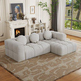 103" Cloud Couch Modular Sectional Sofa, Comfy Chenille Oversized Sectional Sofa with Deep Seat, Upholstered Tufted L Shaped Boneless Couches for Living Room, Right Facing, Off White HYJT-H&K