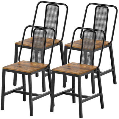YATINEY Dining Chairs Set of 4, Wooden Kitchen Chairs, Farmhouse Dining Chairs with Back Support, for Living Room, Kitchen, Rustic Brown and Black CY01L4BRN1