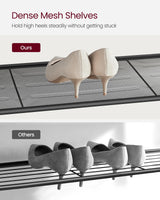 VASAGLE Shoe Rack, 5-Tier Shoe Storage Organizer with 4 Metal Mesh Shelves for 16-20 Pairs and Large Surface for Bags, for Entryway, Hallway, Closet, Industrial, Rustic Brown and Black ULBS15BX VASAGLE