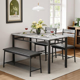 IRONCK Dining Table Set for 4, Kitchen Table with Upholstered Bench and 2 Chairs, Kitchen Table and Chairs Set for Small Space, Apartment, Gray IRONCK
