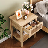 Jocoevol Rattan Boho Nightstand (Natural, 2 Pieces) Jocoevol
