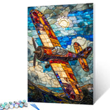 Tucocoo Stained Glass Airplane Paint by Numbers for Adults Fighter Plane DIY Digital Oil Painting Fighter Aircraft Painting Kits Canvas Acrylic Paint Room Decor 16x20Inch Without Frame Tucocoo