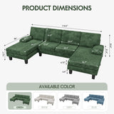 YESHOMY Convertible Sectional Sofa Couch with Soft Modern Cotton Chenille Fabric for Living Room, Oversized Seats with Comfortable Backrest, Green YESHOMY