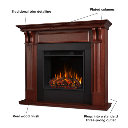 Real Flame Ashley 48" Electric Fireplace with Mantel for Living Room or Bedroom, Replaceable Fireplace Insert Heater, Realistic Log and Flame Effect, Remote Control, Timer.