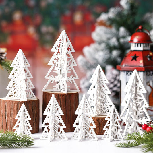 Redbaker 16 Pcs Wooden Christmas Trees Tabletop Decor Rustic Wood 3D Christmas Trees Xmas Centerpieces Table Wooden Signs Farmhouse Table Home Decor for Winter Home Office Farmhouse