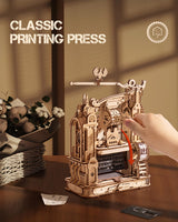 Wowood 3D Puzzles for Adults, STEM Building Kits for Kids, DIY Mechanical Gears Wooden Puzzles, Birthday Gifts for Men/Women (Classic Printing Press) Wowood