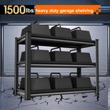Huhaneon Heavy Duty Garage Shelves - 40''W 1,500Lbs Metal Adjustable Storage Shelving Rack Units for Warehouse Kitchen Pantry Basement 3 Tier Black 39.3" W x 15.7" D x 36" H Huhaneon