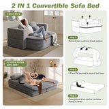IZLKQC 75'' Convertible Folding Sofa Bed, Memory Foam Couch, Foldable Full Size Love Seat Sleeper Bed, 2-in-1 Foldable Curved Sleeper Sofa with 4 Pillows and Blanket for Living Room (Corduroy, Gray) IZLKQC