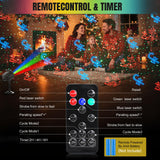 Halloween Christmas Laser Lights Projector Outdoor with 4 Dynamic Slides, 2-in-1 Moving RGB Firefly Laser Lights with Remote,Timer, Landscape Holiday Porjector for Window Wall Xmas Decor Qardoz