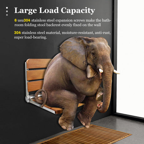 Folding Teak Shower Seat Wall Mounted,Fold Down Shower Seat,Foldable Shower Bench,Home Care Teak Shower Seat Bench for Inside Shower,Folding Shower Seat Bench,Wall Mount Shower Seat for Christmas Flngr