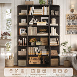 HOSTACK 75" Tall Book Shelf and Bookcase, 6 Tier Bookshelf with Storage, 47" Wide Bookcase with Doors, Freestanding Wood Display Shelves with Book Storage Cabinet for Home Office, Dark Brown HOSTACK