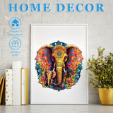 Woodemon Wooden Puzzles for Adults, Mandala Elephant (M-200pcs) Wooden Jigsaw Puzzles Kids, 9.6 * 9.3in Unique Shaped Animal Wood Puzzles Adults, Xmas Christmas Puzzles Birthday Gifts Family Games Woodemon