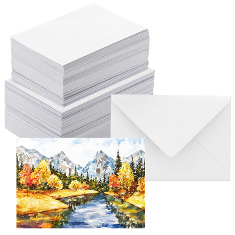 Blank Watercolor Cards with Envelopes 5x7" NOT FOLDED, 50 Packs Watercolor Postcards and Envelopes to Paint, 300GSM 100% Cotton Plain Watercolor Cardstock for Cards Making Christmas Invitation ANSSDO