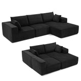108” Modular Sectional Sofa, Cloud Sectional Couch with Deep Seat, Modern Modular L-Shape Sofa Couch with Chaise,Upholstered Couches for Living Room Bedroom (Black, Right Facing Chaise) Weture