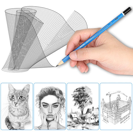 ROCOD Profession Sketch Pencils 6B to 4H for Kids and Adults Drawing, Art Graphite Pencil for Artists Beginner Sketching ROCOD