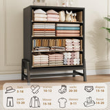 GarveeHome 4 Drawer Dresser for Bedroom, 38.6" Tall Chest of Drawers, Freestanding Wooden Storage Dresser with Deep Drawers and Chic Legs for Closet, Living Room, Entryway, Natural+Black GarveeHome