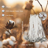 Ohcans 100 Pcs Cotton Candle Wick 8'',Wicks Coated with Paraffin Wax, 100PCS Candle Wick Stickers and 2PCS Metal Candle Wick Holders for Candle Making, Suit for Soy Beeswax Candle Making DIY Ohcans