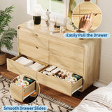 6 Drawers Dresser for Bedroom & Nursery, Modern Dresser with Safe Rounded Corners & Hidden Handles,Wooden Dresser Chest with Heavy Duty Anti-Tip Structure, Wide Storage Cabinet for Living Room GarveeHome
