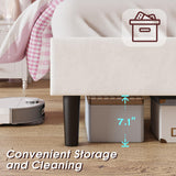 Jocisland LED Bed Frame Full Size Velvet Upholstered Platform Bed with Adjustable Cloud Headboard, No Box Spring Needed, Easy Assembly, Cream Jocisland