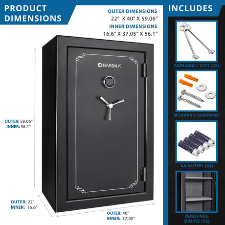 BARSKA Digital Keypad Fireproof Security Long Gun Safe Vault with Lock Out Mode, Silent Mode, Safe Alarm, Low Battery Warning - 19.97 Cu Ft BARSKA