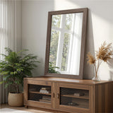 Bathroom Mirror for Wall with Wooden Frame, 36"x24" Rustic Farmhouse Vanity Mirror with Solid Wood Frame, Rectangular Wall-Mounted Mirror for Bathroom, Living Room, or Entryway TRAHOME