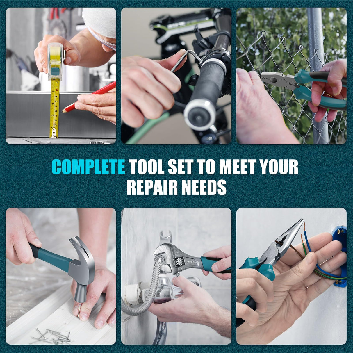 Sundpey Tool Kit 206PCs with Drill - 12V Cordless Power Drill Combo Home Tool Set - Portable Basic General Household Toolbox for Men Women for Garden Office House Repair (Screwdriver Set & Pliers Set) Sundpey