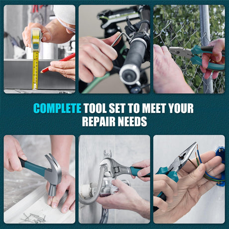 Sundpey Tool Kit 206PCs with Drill - 12V Cordless Power Drill Combo Home Tool Set - Portable Basic General Household Toolbox for Men Women for Garden Office House Repair (Screwdriver Set & Pliers Set) Sundpey