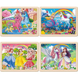Wooden Puzzles for Kids Ages 4-6, Large 24 PCs Unicorn Mermaid Princess, Jigsaw Puzzles for Kids Ages 3-5, Preschool Educational Learning Toy for Boys and Girls VJZVKJ