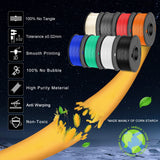 SUNLU 250g PLA Filament 1.75mm Bundle,3D Printer Filament Bundle Multicolor, Neatly Wound PLA Filament, Individually Vacuum Packed,250g Spool,8 Rolls,Black+White+Grey+Transparent+Red+Blue+Orange+Green SUNLU