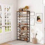 HOOBRO Shoe Rack, 12-Tier Shoe Storage Organizer, Large Capacity Shoe Shelf for Front Door Entrance, Entryway, Closet, Holds 36-48 Pairs of Shoes, Closet, Rustic Brown and Black BF127XJ01 HOOBRO