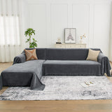 CAPALOCA Sectional Couch Covers, 2 Pieces Chenille Sofa Cover L Shaped Couch Cover Blanket for Dogs Washable Sofa Slipcovers Pet Furniture Protector (X-Large: 71" x 110" + 71" x 118", Dark Gray) CAPALOCA