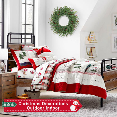 26 Inch Christmas Wreaths for Front Door with Red Berry Real Touch Large Artificial Xmas Winter Pine Cedar Wreaths for Windows Outdoor Christmas Home Yard Farmhouse Wall Front Door Porch Hanging Decor LZNPA