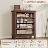 GarveeHome 4 Dresser for Bedroom, 34.8 in Tall Vertical Drawer Dresser with Large Storage, Freestanding Wooden Closet Chest for Bedroom, Living Room, Walunt GarveeHome