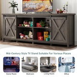 70In Farmhouse TV Stands for 70 75 80inch TV w/Adjustable Shelves,Sliding Barn Door.Rustic Wooden Entertainment Center,TV Console Grey Cabinet w/Storage for Bedroom Living Room(Dark Grey 70in) Elibeauty