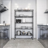 Seville Classics UltraDurable Heavy Duty NSF Solid Steel Wire Rack Storage Unit, Organizer for Garage, Warehouse, Office, Restaurant, Classroom, Kitchen, Black, 5-Tier Shelving, 48" W x 18" D Seville Classics